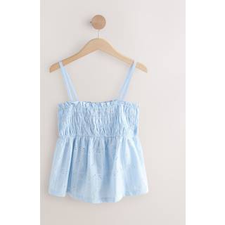 Next Blue/White Sleeveless Shirred Broderie Cami