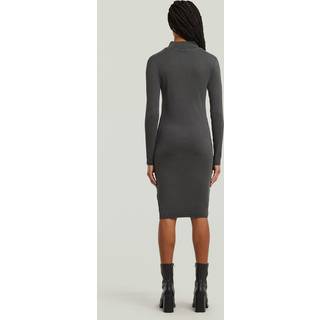 Washed Slim Rib Dress - Black - Women