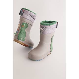 Next Grey Dinosaur Thermal Thinsulate Lined Cuff Wellies