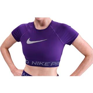 Kortærmet Nike Pro-Dri-FIT-croptop med grafik til kvinder - lilla - L (EU 44-46)