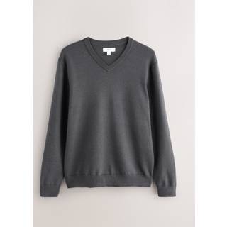 Next Charcoal Grey Regular Fit Soft Touch V-Neck Sweater