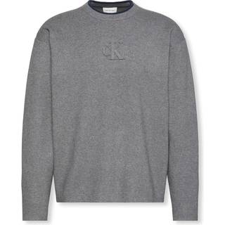 Embossed Monogram Logo Relaxed Sweater - Grey - XXL
