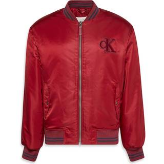 Nylon Tipped Bomber Jacket - Red - XS