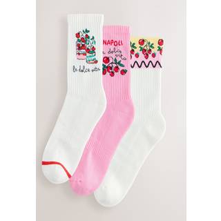 Next La Dolce Vita Tomato Cushion Sole Ribbed Sport Ankle Socks With Arch Support 3 Pack