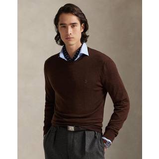 Polo Ralph Lauren Merino Crew Neck Pullover Burnt Brown Melange
