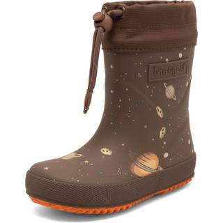 Bisgaard Thermo Vintergummistøvle Brun Med Space Print Og Uldfoer - Str. 28