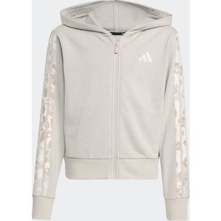 adidas adidas Neutral/Animal Print 3-Stripes Hooded Kids Track Top