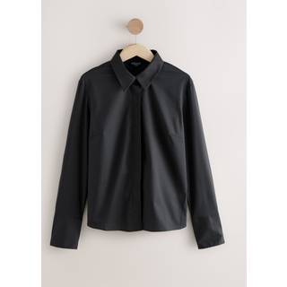 Next Black Fitted Stretch Essential Long Sleeve Shirt - 40