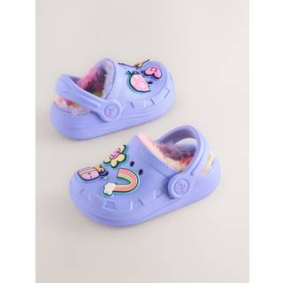Next Purple Faux Fur Lined Clog Slippers