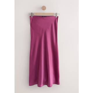 Next Burgundy Red Satin Midi Skirt - 42tall