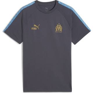 PUMA Olympique de Marseille KING Tee Men, Sport, Galactic Gray/Luminous Blue, XS