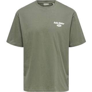 ONLY & SONS Nathan Backprint Relaxed Fit Tee Agave Green Slow