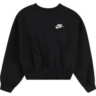 Nike Sportswear Club Fleece-sweatshirt med firkantet pasform og rund hals til piger - sort - XL