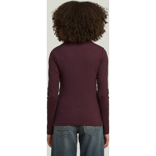 A-Line Slim Rib Mock T-Shirt - Red - Women