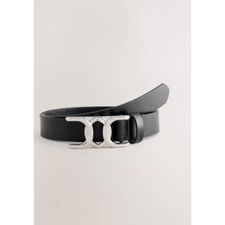 Next Black/Silver Tone Regular Statement Buckle Leather Belt
