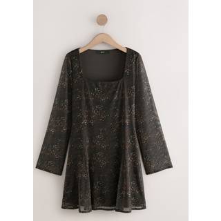 Next Brown Leopard Print Mini Long Sleeve Mesh Dress - 40tall