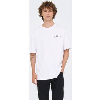 ONLY & SONS Nathan Backprint Relaxed Fit Tee Bright White Delta Drive