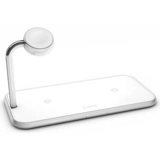 ZENS Triple Alu. Lader Qi Trådløs 220V 2x10W med Apple Watch Lader (Apple QC 7,5W) hvid
