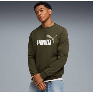 PUMA Essentials 2 Colour No. 1 Logo Crew Neck Fleece Sweater Men, Men, Dark Olive, L