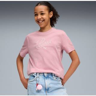 PUMA Essentials Script Tee Youth, Clothing, Poised Pink, 13-14Y