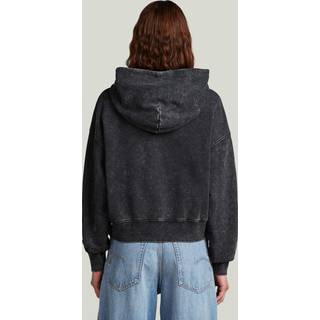 Washed A Line Script Hoodie Sweater - Black - Women