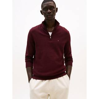 Tommy Hilfiger Quarter Zip Jumper Burgundy