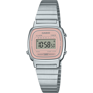 Casio LA670WEA-4A2EF Vintage Mini Damenuhr Digital Silber-/Rosafarben