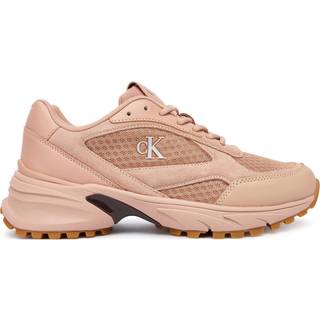 Leather and Breathable Mesh Trainers - Red - EU 41