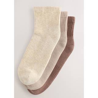 Next Neutral Cushion Sole Ribbed Sport Cropped Ankle Socks 3 Pack With Arch Support