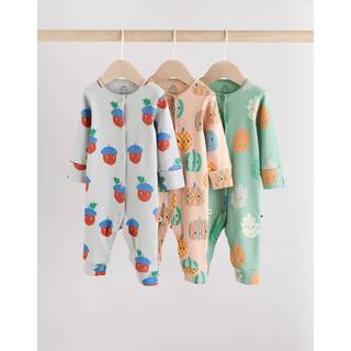 Next Green Autumn Pumpkin Baby Footless Sleepsuits 3 Pack (0mths-3yrs)