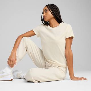 PUMA ESS SCRIPT Tee Women, Clothing, Alpine Snow, M