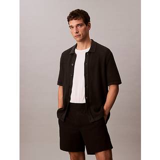 Cotton Mesh Button-Down Shirt - Grey - M