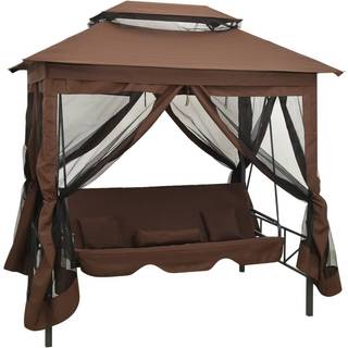 pavillon med konvertibel gyngesofa kaffefarvet