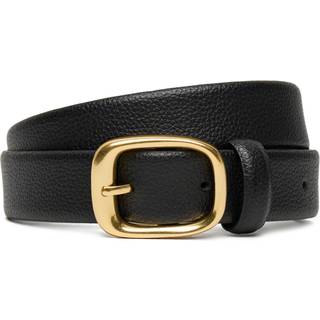 Full Grain Leather Chunky Buckle Belt - Black - 100 cm