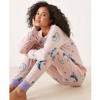 Chelsea Peers Chelsea Peers Pink Astral Hearts Print Long Pyjamas Set