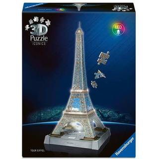 Ravensburger 3D puslespil Iconic La Tour Eiffel med lys - 243 dele
