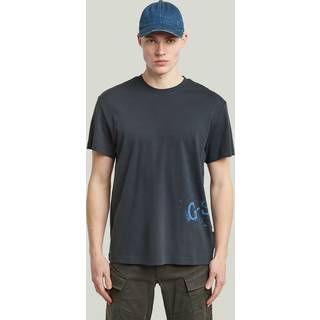 Sprayed Graphic T-Shirt - Dark blue - Men