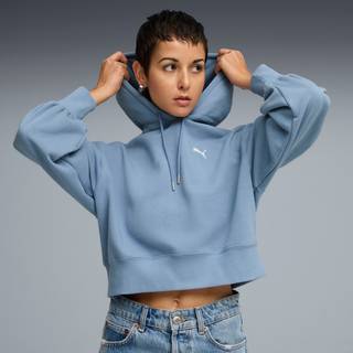 PUMA WARDROBE Essentials Relaxed Cropped Hoodie Women, Clothing, Cool Blue, XXL
