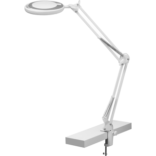 Halo Design Magni Archi Clip LED skrivebordslampe med forstørrelsesglas og klemme, H50 cm, hvid