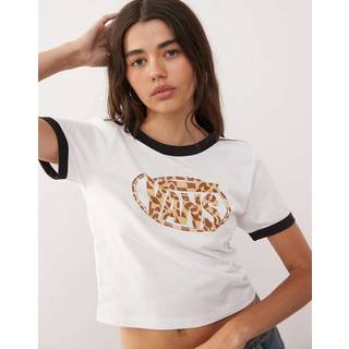 Vans - Leopard Oval Ringer T-Shirt, Woman, Black, Size: S - Black - S