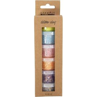 Glitter Clay i Pastelfarver - 6 x 20 ml