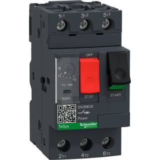 Schneider TeSys GV motorværn GV2ME20, termisk magnetisk, 13-18A 7.5kW@400V Icu15kA, trykknap