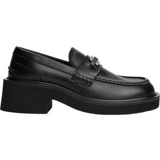 Block Heel Leather Loafers