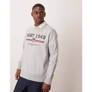 Gant Graphic Crew Neck Sweatshirt Grey