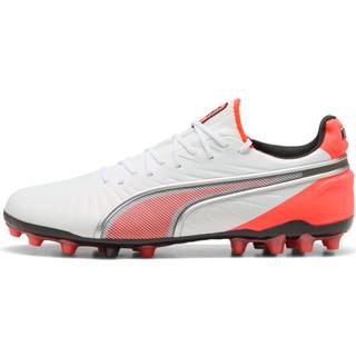 PUMA KING ULTIMATE MG Football Boots Unisex, Shoes, White/Silver/Glowing Red, 44.5
