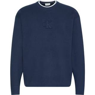Embossed Monogram Logo Relaxed Sweater - Blue - XXL