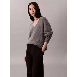 Chunky Relaxed V Neck Sweater - Brown - XXS