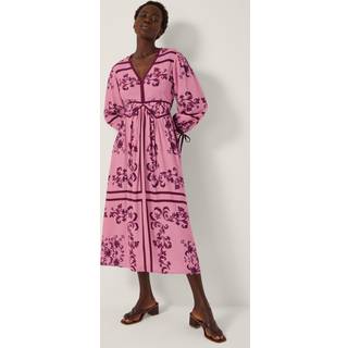 Monsoon Monsoon Pink Matilde Floral Print Long Sleeve Midi Dress - Medium