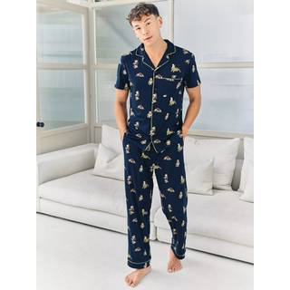 Chelsea Peers Chelsea Peers Blue Country Hound Dog Print Long Pyjamas Set