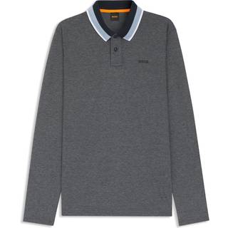 Poloshirt i bomuldspiqué med stribet krave
